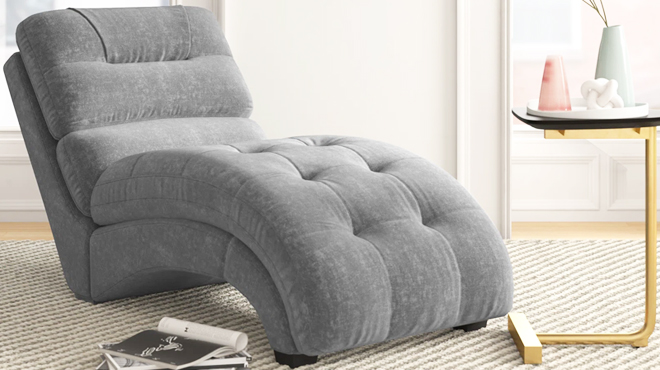 Upholstered Chaise Lounge in Granite Color