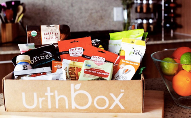 UrthBox Filled with Snacks on a Kitchen Counter