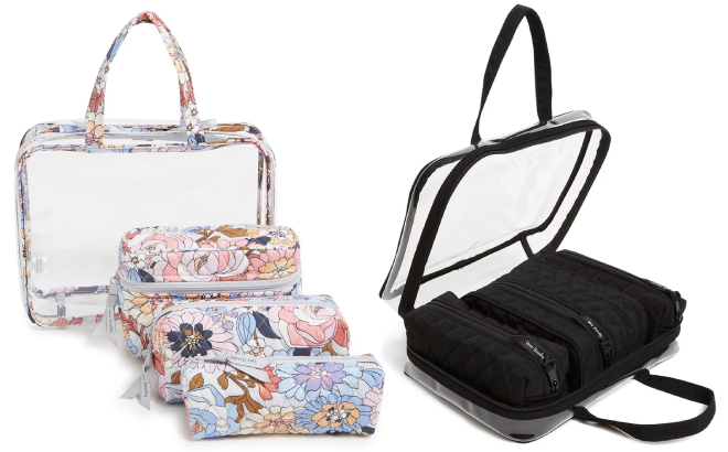 Vera Bradley Outlet 4 Piece Cotton and Microfiber Cosmetic Organizer Sets