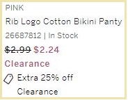 Victorias Secret PINK Rib Logo Cotton Bikini Panty Checkout Page