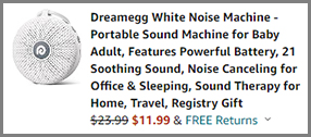 White Noise Machine Final Price at Amazon