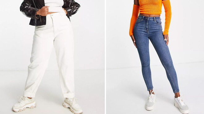 Women Wearing Mom and Skinny Jeans