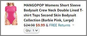Womens Bodysuit in Barbie Pink Color Final Price at Amazon