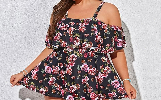Womens Plus Size 2 Piece Tankini Set