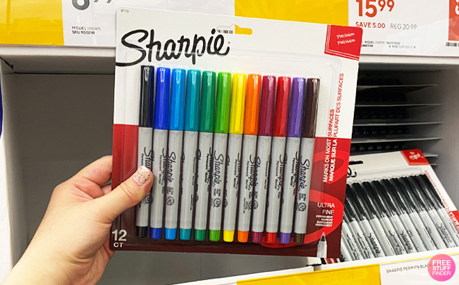 a Person Holding Sharpie Permanent Markers 12 Pack Ultra Fine Tip
