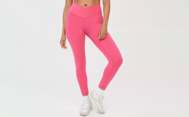 a Person Wearing Aerie Real Me High Waisted Crossover Leggings