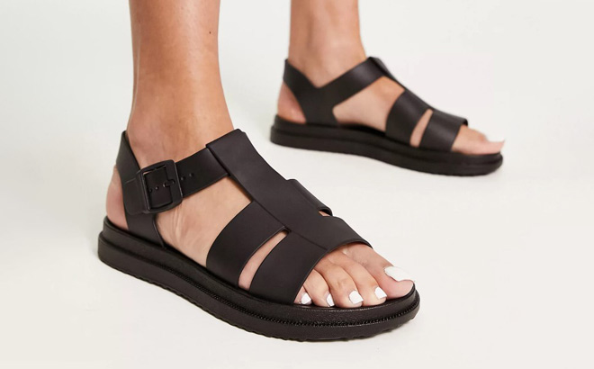 a Person Wearing London Rebel Wide Fit Chunky Sandals