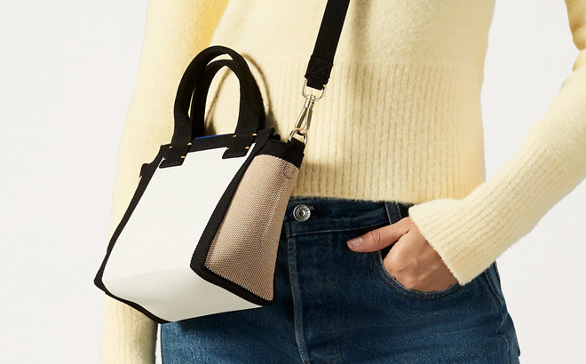 a Person Wearing Rothys The Mini Handbag