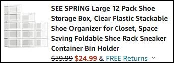 Large 12 Pack Shoe Storage Box Order Summary