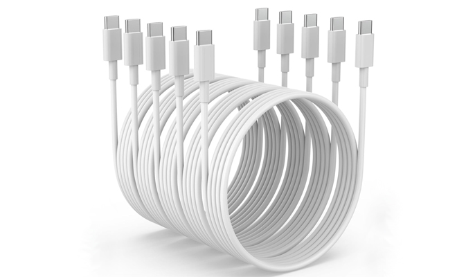iPhone 15 USB C Charger Cable 5 Pack in the Color White