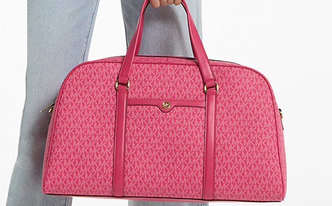 michael kors Jet Set Travel Extra Large Signature Logo Weekender Bag pink