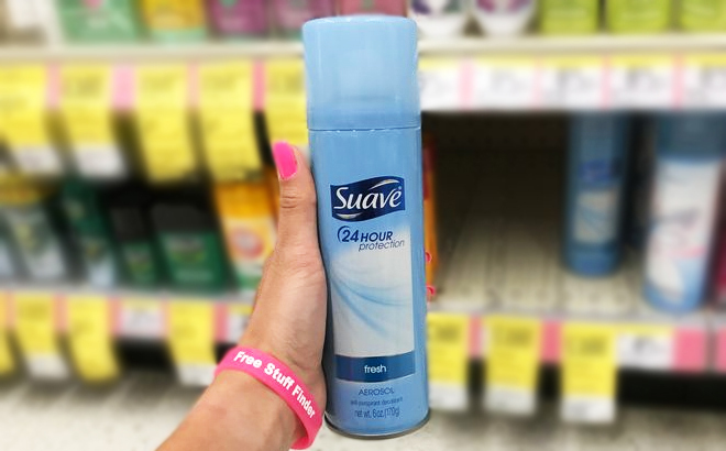 A Hand Holding a Suave Antiperspirant Deodorant