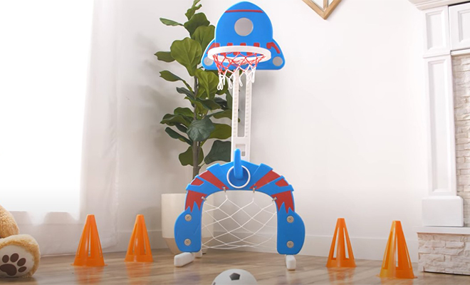 3 in 1 Toddler Basketball Hoop Sports Activity Center Play Set
