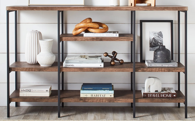 4 Tier Industrial Console Table Brown
