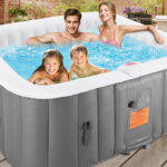 A Family Sitting in the Segmart Inflatable Hot Tub Spa
