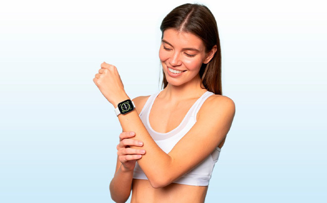 A Girl Wearing Amazfit Bip 5 Smartwatch