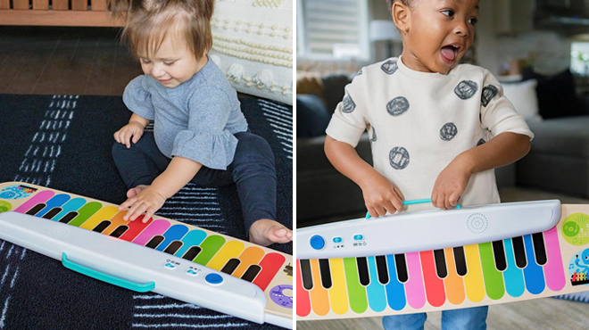 A Kid Playing with Baby Einstein Notes Keys Magic Touch Wooden Electronic Keyboard