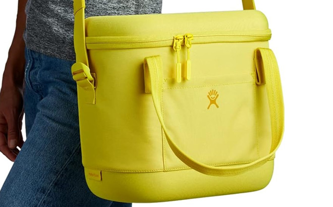 A Person Carrying a Hydro Flusk Cooler Bag A Person Carrying a Hydro Flusk Cooler Bag