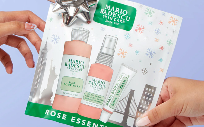 A Person Holding Mario Badescu Rose Essentials Gift Set