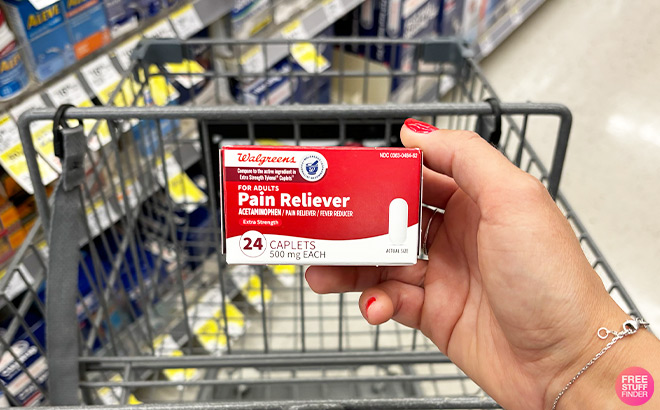 A Person Holding Walgreens Extra Strength Acetaminophen Caplets