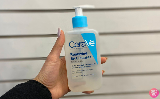 A Person Holding a Cerave Renewing SA Cleanser