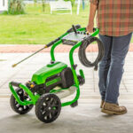 A Person Towing a Greenworks Electric Pressure Washer