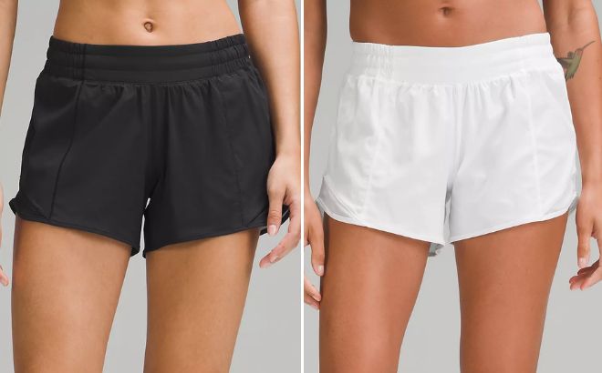 A Person Wearing Lululemon Hotty Hot Low Rise Lined Shorts