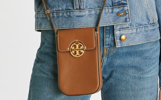 A Person Wearing Tory Burch Miller Phone Crossbody