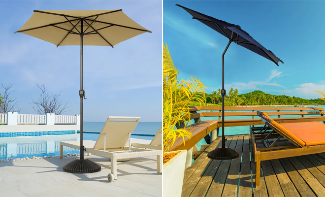 Abba Patio Lyon 90 Inch Market Umbrella with Crank Lift in Two Colors
