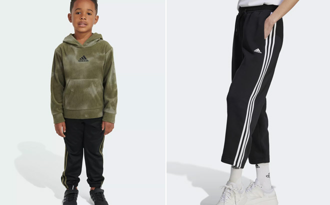 Adidas Two Piece Printed Microfleece Pullover and Jogger Set Adidas Two Piece Printed Microfleece Pullover and Jogger Set