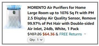 Air Purifier Order Summary
