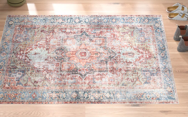 Alice Machine Washable Oriental Flatweave Performance RedBlueIvory Multi Area Rug