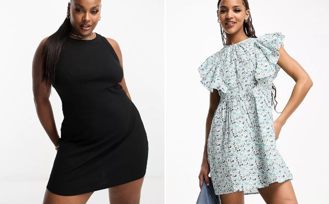 Asos Ribbed Mini Tank Dress and Influence Ruffle Mini Dress