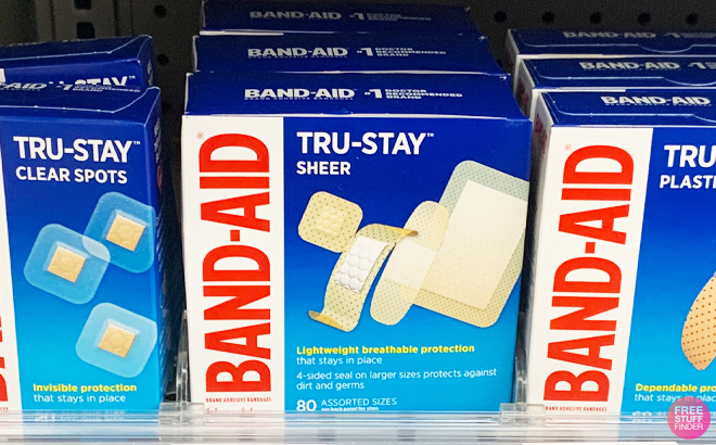 Band Aid Tru Stay Sheer Bandages Pack on Walgreens Store Shelf