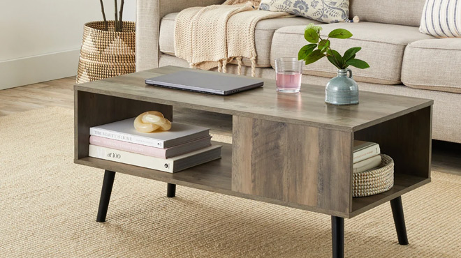 Best Choice Products Coffee Accent Table in Gray Oak Color