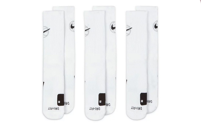 Boys Nike Everyday Crew Basketball Socks 3 Pack