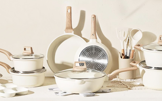 Carote 21 Piece Cookware Set in Cream White Color