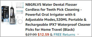Checkout page of Cordless Water Dental Flosser