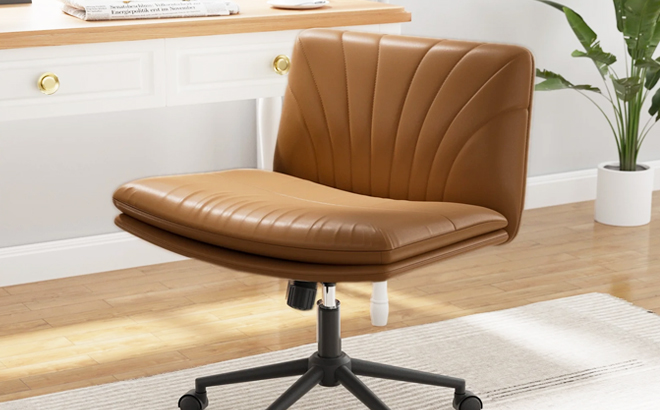 Chitooma Armless Office Desk Chair in Brown Color