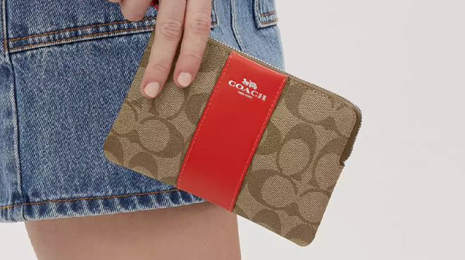 Coach Outlet Corner Zip Wristlet In Signature Canvas