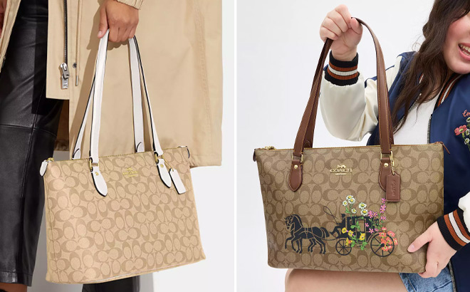 Coach Outlet Gallery Tote Bag In Signature Canvas and Gallery Tote Bag With Floral Horse And Carriage Canvas