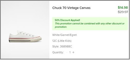 Converse Chuck 70 Vintage Canvas Kids Shoes Checkout Page