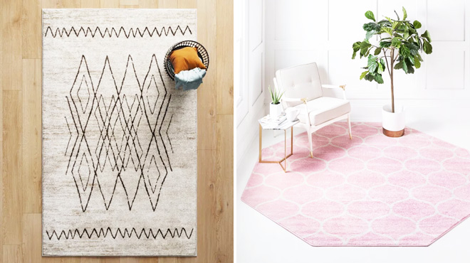 Copenhagan Geometric Machine Washable Area Rug and Llanet Geometric Rug Copenhagan Geometric Machine Washable Area Rug and Llanet Geometric Rug