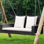 Costway 2 Person Patio Rattan Hanging Porch Swing Bench Chair
