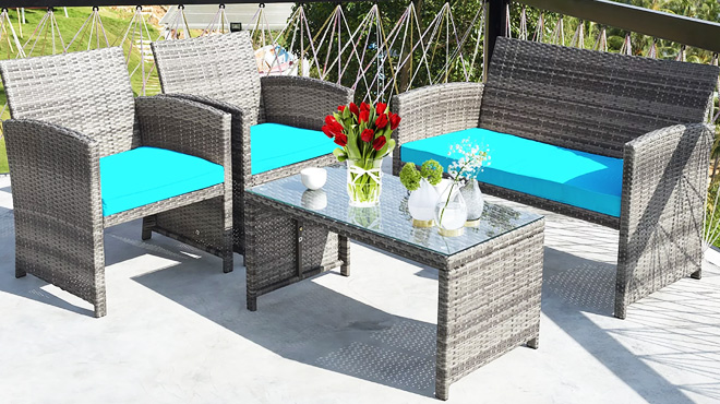 Costway 4 Piece Patio Rattan Furniture Set Costway 4 Piece Patio Rattan Furniture Set