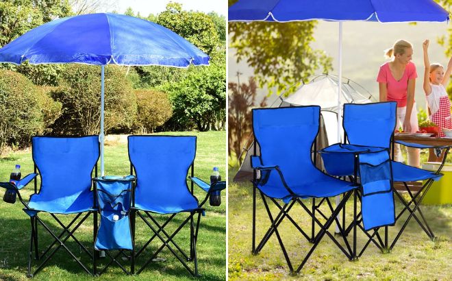 Costway Portable Folding Picnic Double Chair