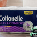 Cottonelle Ultra Comfort 24 Family Mega Rolls Pack on a Table