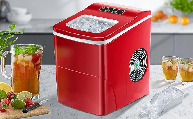 Countertop Ice Maker in the Color Red