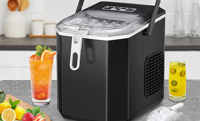 Cowsar Portable Countertop Ice Maker Machine on a Kitchen Taable