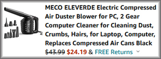 Electric Compressed Air Duster Blower Checkout Screen